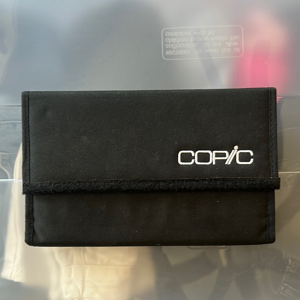 Gently Used Copic Black Canvas Pouch with Markers